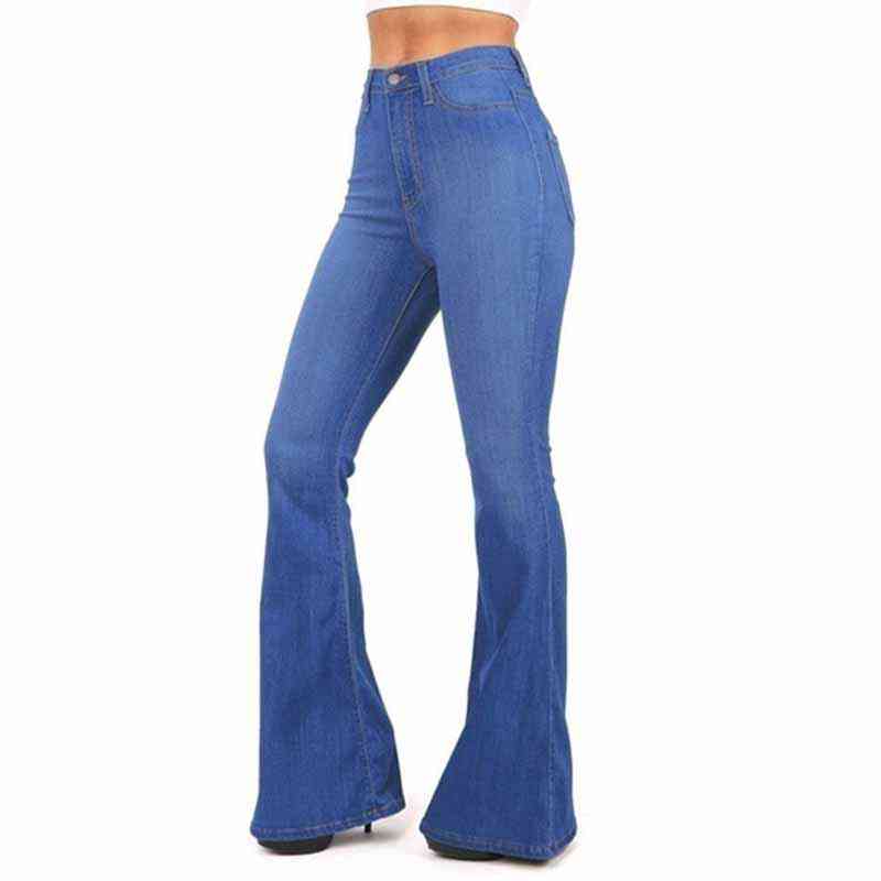 Women Fashion Vintage Juniors Bell Bottom Pants High Waist Fitted Denim Jeans Pencil Pants