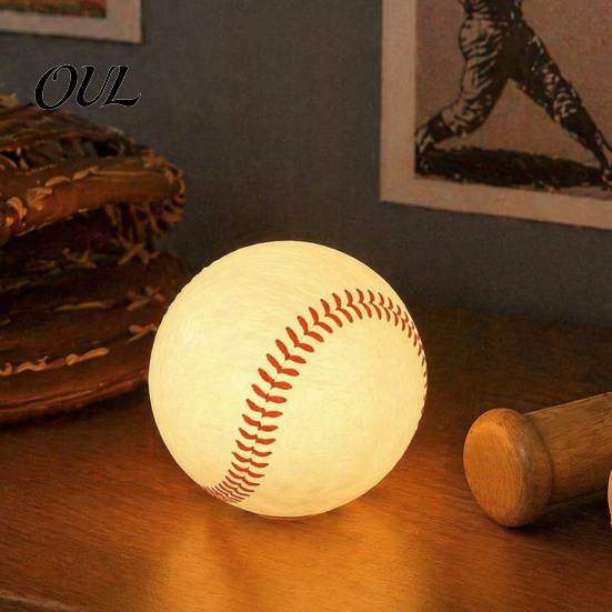 Portable Table Light Realistic Baseball Night Light, Desk Decor Lamp, Ambient Lighting Ornament for Bedroom Office, Creative Sports Themed Bedside