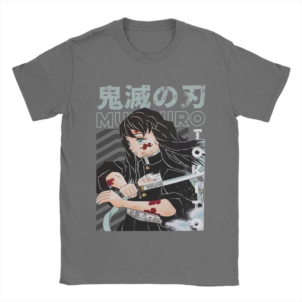 Креативные футболки с Муичиро Токито из «Истребителя демонов» для мужчин, хлопковая футболка с круглым вырезом, футболка с коротким рукавом, одежда больших размеров