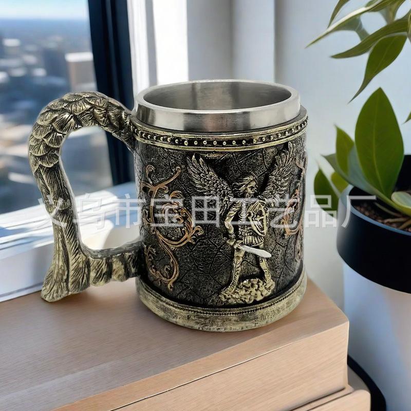 Скандинавские кружки для пива викингов, кофейные кружки из нержавеющей стали, винтажные домашние украшения, подходят для украшения бара
