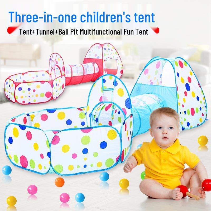 Popular Foldable Children's Tent & Tunnel Playhouse with Basketball and Ocean Ball Pit
