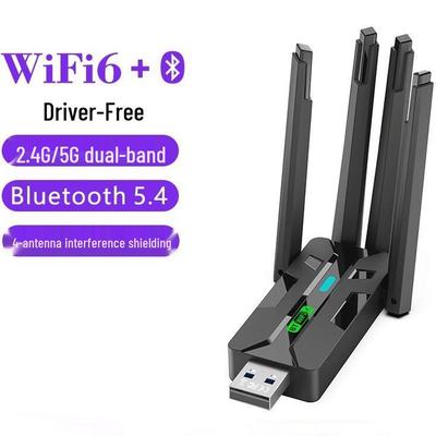 Двухдиапазонный USB-адаптер Bluetooth WiFi 6: Бесдрайверный 5G сетевой приемник, Plug & Play