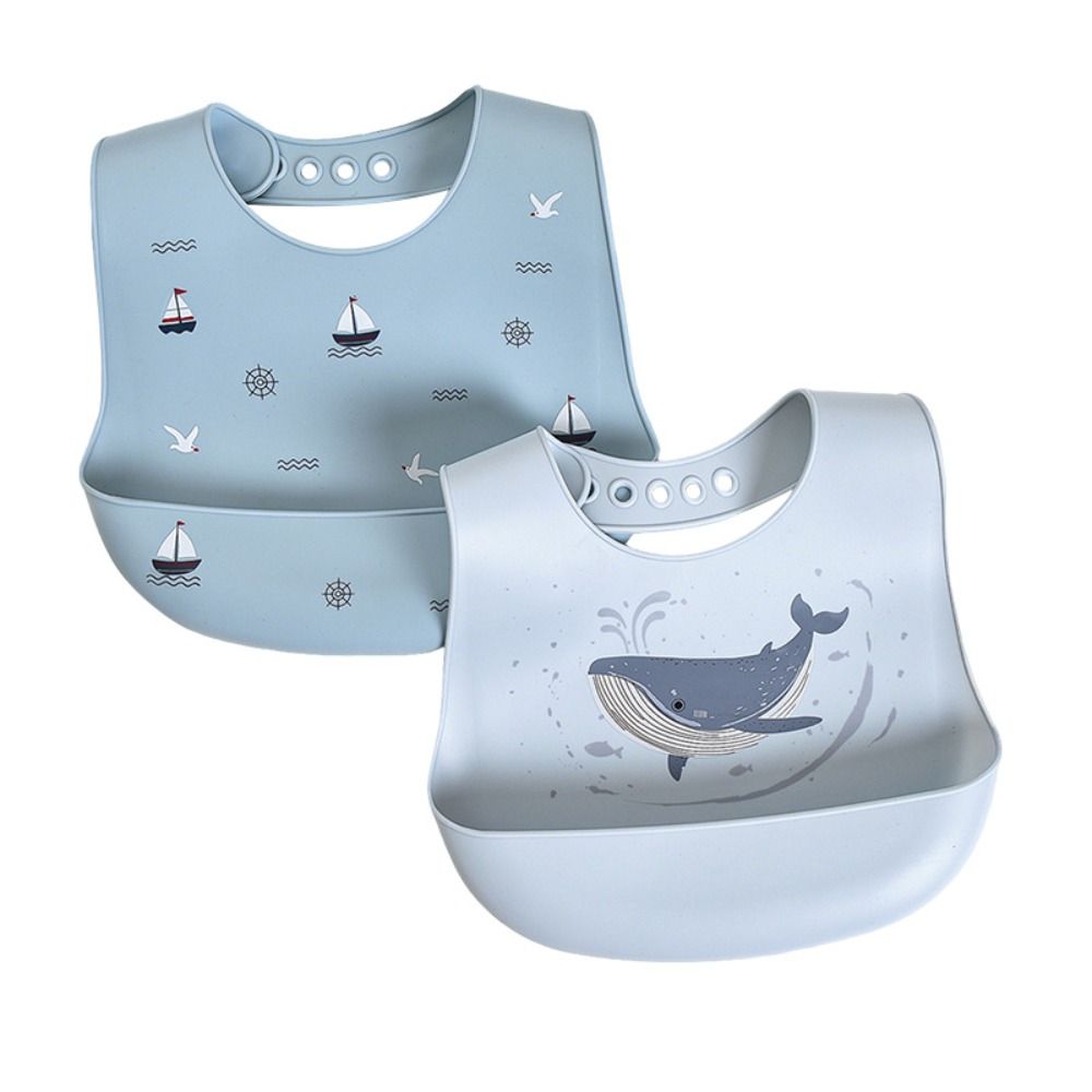 with Food Catcher Silicone Baby Bibs Soft Teething Drooling Bib For Girls Boys Toddlers