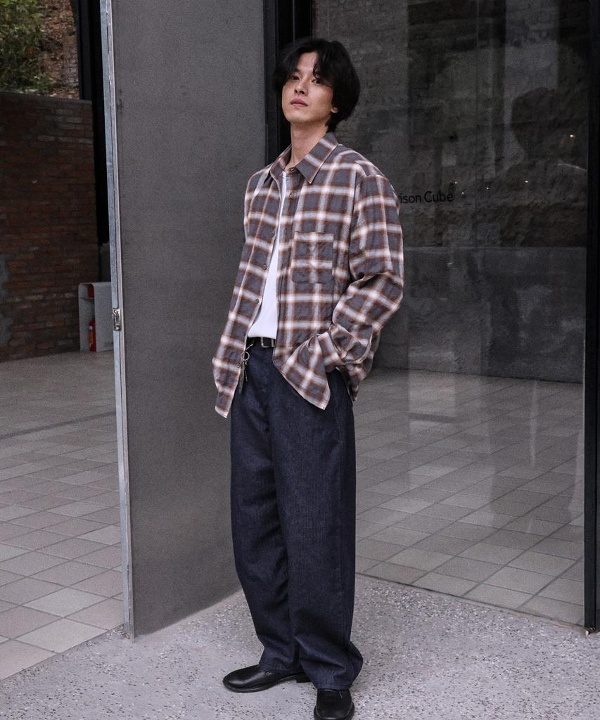 MOOD INSIDE Light Flannel Check Overshirt_Smoky Brown