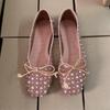 Модные летние дышащие сетчатые женские балетки, украшенные блестящим бриллиантовым бантом, с мягкой подошвой, дизайнерские, для отдыха, женские туфли Мэри Джейн