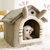 Soft Cats Bed Deep Sleep Small Dog Winter House with Removable Cushion and Enclosed Pet Tent for Kittens Puppies and Cats