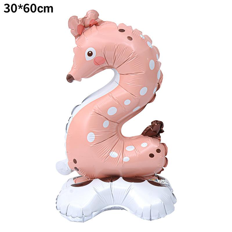 23 Inch Animal Digital Column Aluminum Film Balloon Modeling 0-9 Birthday Scene Decoration