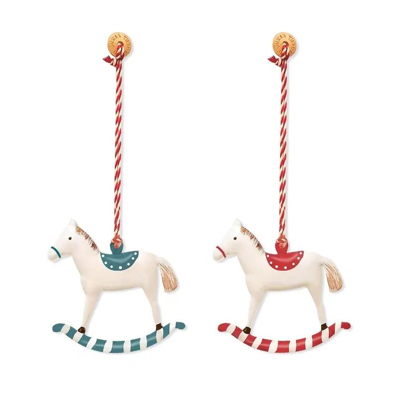 Retro Christmas Decoration Iron Pendant Christmas Tree Room Party Holiday Decorative Metal Home Ornaments Shoot Prop Key Lanyard