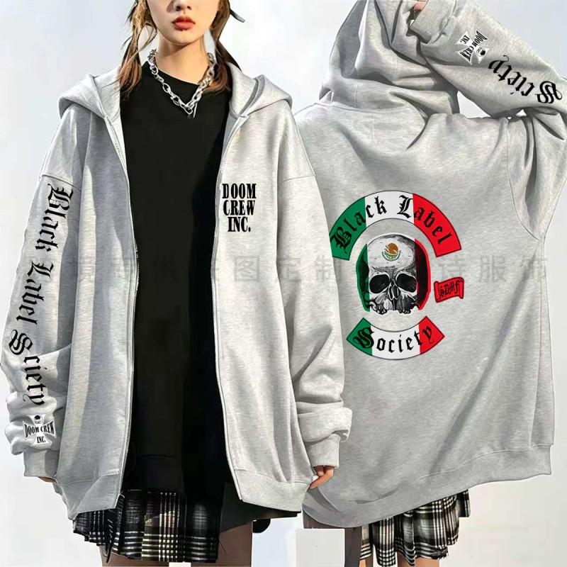 Black Label Society Skull Print Hoodie Loose Fit Long Sleeve Sweatshirt Teen Boys