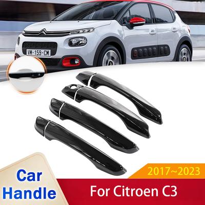 Для Citroen C3 Cross SX SY 2017 2018 2022 2023 Глянцевая черная наружная ручка двери Наклейки на отделку автомобиля