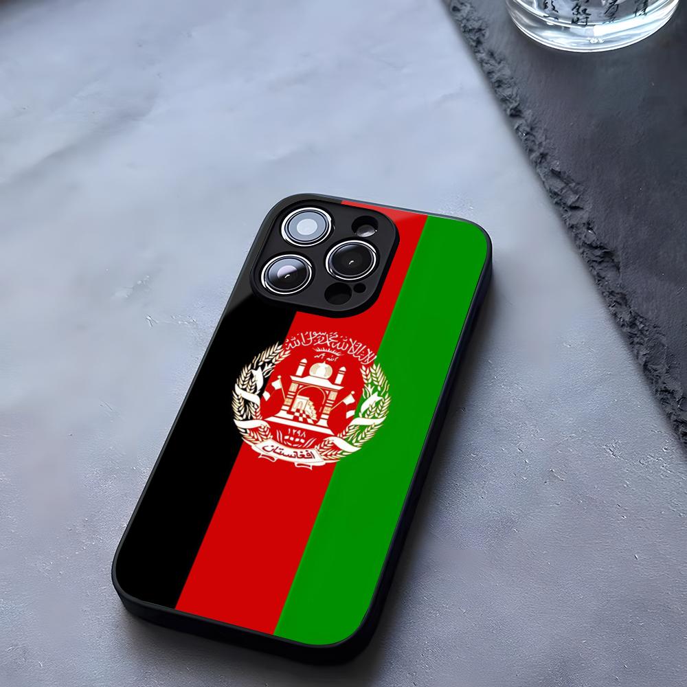 Чехол для телефона Афганистан Афганский Флаг Закаленное Стекло Для IPhone 17 13 14 16 12 15 11 Pro Max Plus Mini X XR SE2020 Coque