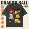 Summer DBZ Vintage Mens Washed TShirt  Cotton Heavyweight Gohan Vs Cell Print Bodybuilding Gym Tee Streetwear