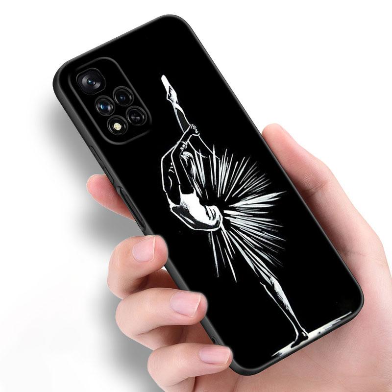 Ballet Girl Black Silicone Phone Case For Xiaomi POCO X3 X4 NFC F5 M3 M4 M6 X5 X6 Pro F3 F4 GT 5G C55 C65 M5