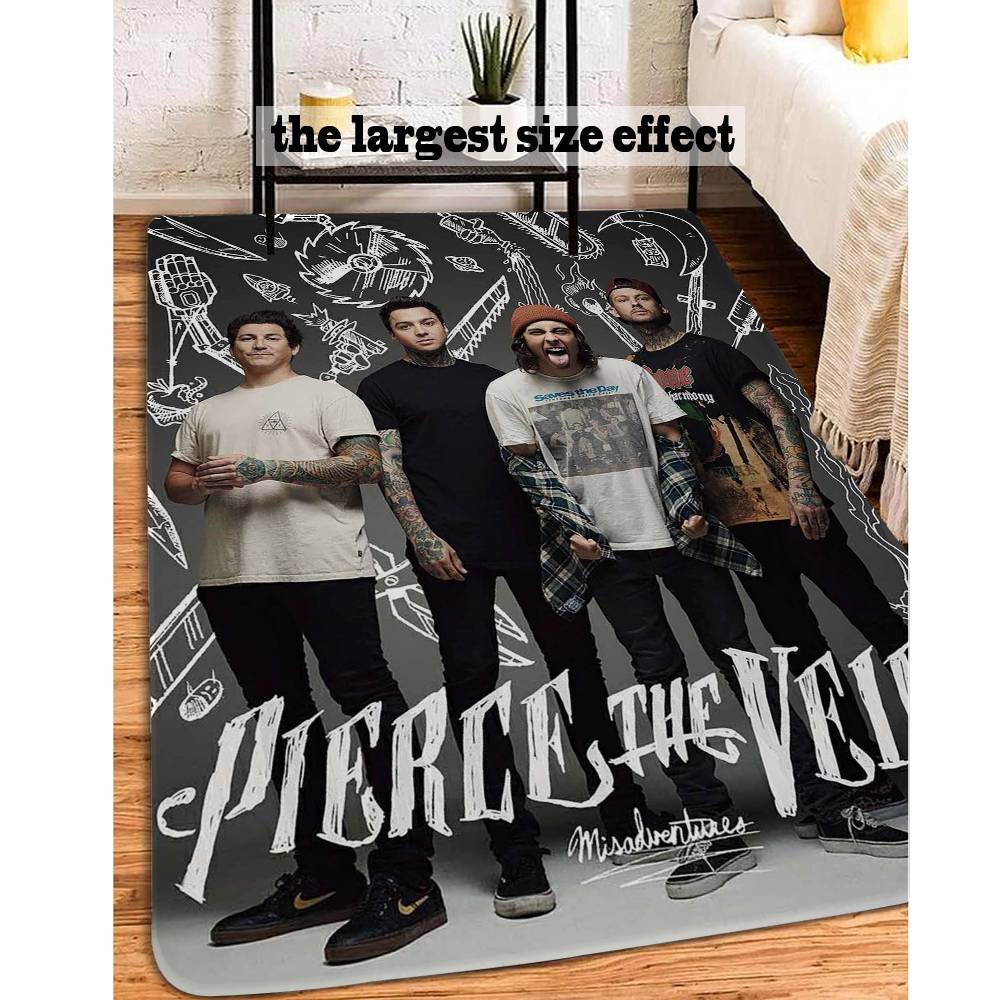 Коврик P-Pierce The Veil Моющийся Нескользящий Коврик для Гостиной Зоны Дивана и Кресел Кухонный Коврик для Входной Двери Ковер