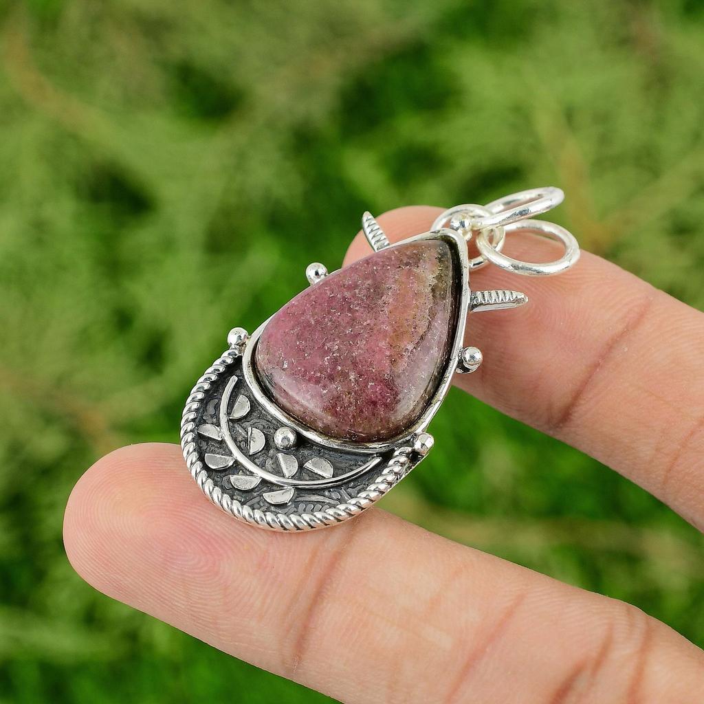 Daughters Day Deal Sterling Silver Rhodonite Gemstone Heart Chakra Wife Pendant