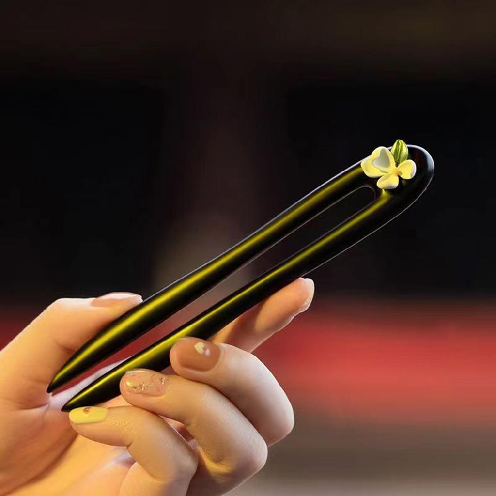 Деревянные палочки-вилки для волос в форме U, синие бабочки и цветочные дизайны, женские, для девочек, украшение для пучка волос, летний держатель для хвостика