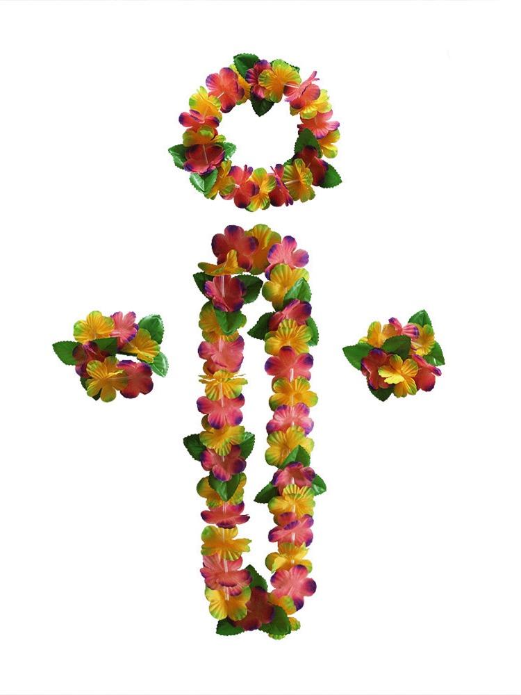 2 Set Hawaiian Leis Bulk, Tropical Flower Lei Hawaiian Lei Beach Hawaii Luau Party Favors Decoration DIY Decoration Fancy Dress & Party
