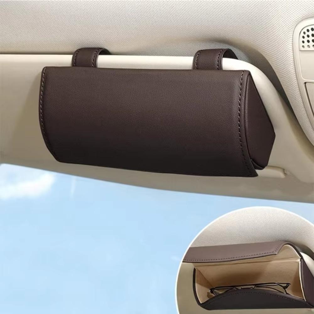 Protective Sunglasses Holder Beige Color Car Visor Accessories Auto Organizer Box Woman Man