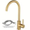 1Set of Brushed Golden Light Luxury Hot and Cold Dual Control Kitchen Sink Faucet, 360-Degree Rotating Faucet, Suitable for Kitchen Sinks