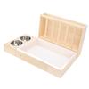 Rabbit Hay Feeder with Litter Box 2 Stainless Steel Bowls Mess Proof Wooden Bunny Feeding Manger