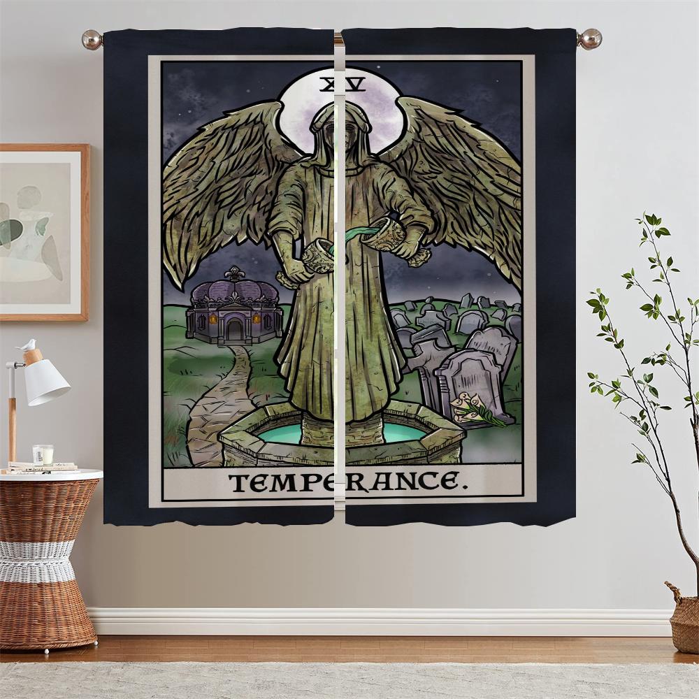 Terror Tarot Modern Living Room Curtains for Camera Tulle in Kitchen Curtains 2 Pieces Window Home and Decoration Curtain Rods