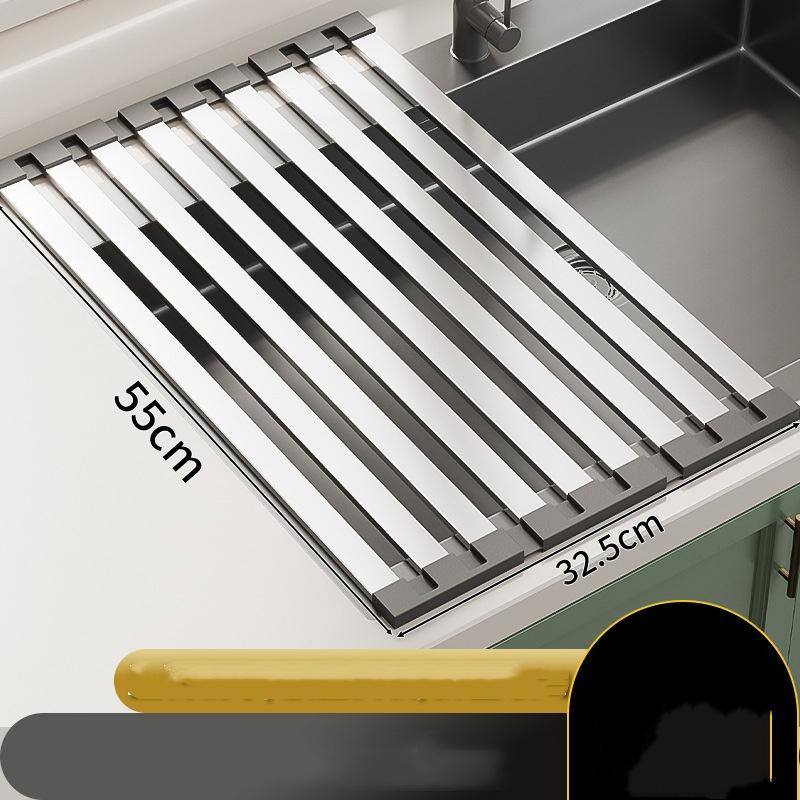 Сворачивающаяся сушилка для посуды Сушилка над раковиной Крышка для раковины Кухонные аксессуары Гаджет Многоцелевой органайзер Складная Нерж