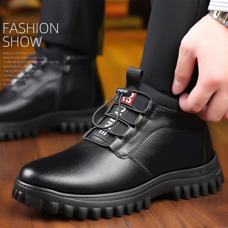 Мужские шерстяные меховые сапоги с толстой противоскользящей подошвой, зимняя обувь, мужские дизайнерские кроссовки из натуральной кожи, ботильоны для папы-мужчины