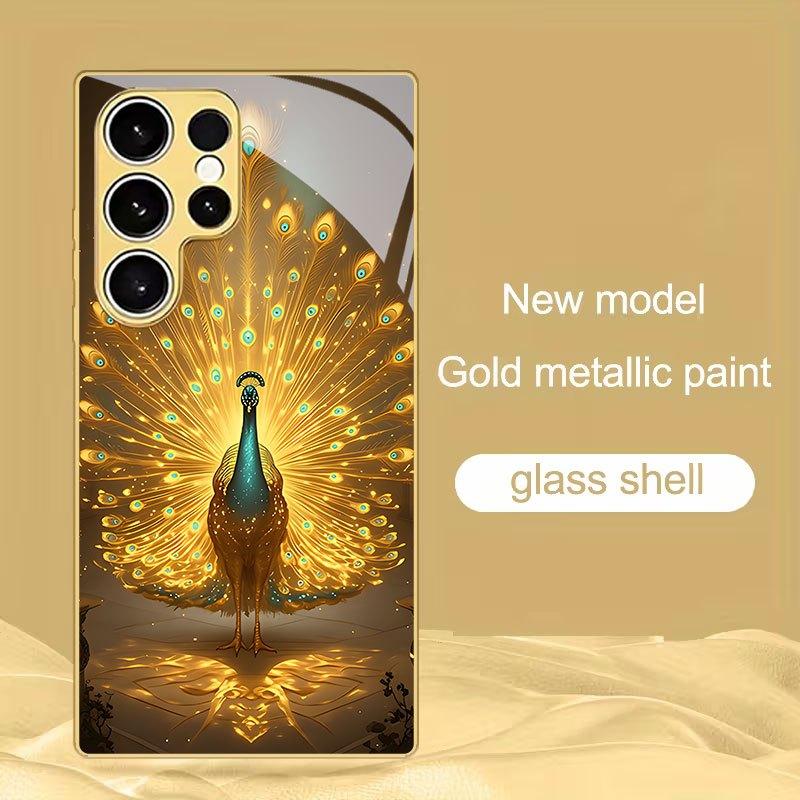 Чехол для телефона с принтом перьев павлина для Galaxy S26 S25 S24 S23 Ultra S22Ultra S20Ultra 56 A72 A73 5G Закаленное стекло Защитный чехол