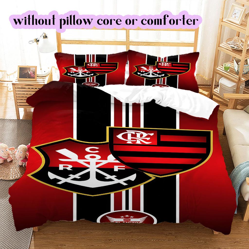 Flamengo football soccer Pattern Bedding,Quilt Set Quilt Cover Pillowcase Home Birthday Gift (1*duvet cover+2*pillowcase,without core)