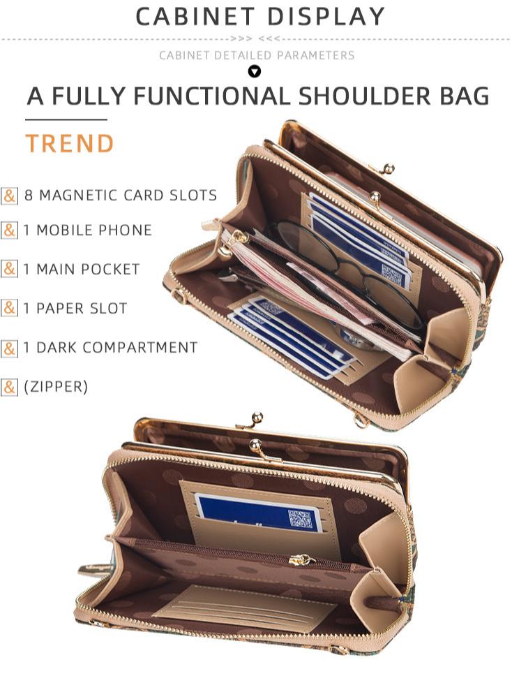 Baellerry Женский длинный кошелек Модная сумка для мобильного телефона Кошелек с принтом и металлической цепочкой Многофункциональная сумка через плечо