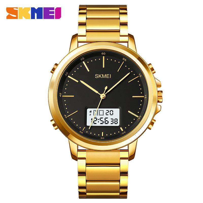 Men's Watch SKMEI Leather Strap 50M Waterproof LED Backlight 1652