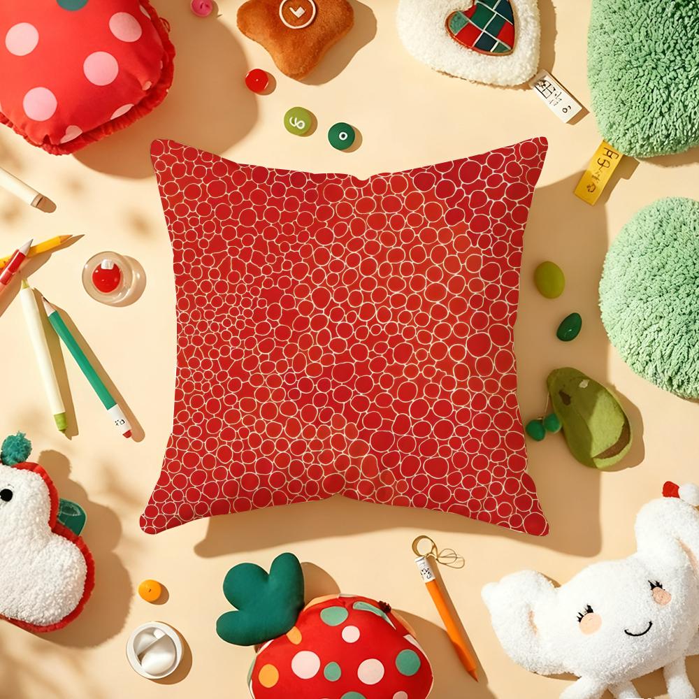 Y-Yayoi K-Kusama Abstract Art Cushion Cover Plush Fabric Soft Double-Sided Printed Sofa Warm Winter Home Gift Pillow Cover