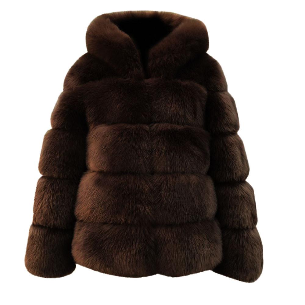 Women Faux Mink Winter Hooded New Faux Jacket Warm Thick Outerwear Jacket
