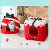 Pet Christmas Theme Cat Dog Bed Puppy Kitten Cozy Sleeping Nest Plush House Cave