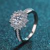 0.5-1CT Certified Moissanite Engagement Rings for Women Vvs1 S925 Sterling Silver Plated White Gold Flower Wedding Band