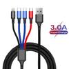 4 In 1/ 3 In 1 Micro USB Type C Fast Charging Cable 3A Quick Charge Phone Data Line Cord For Iphone 15 14 Xiaomi Huawei USB C