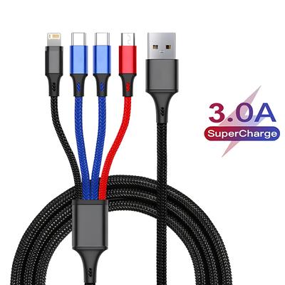 4 в 1/3 в 1 Micro USB Type C кабель для быстрой зарядки 3A телефонный кабель для передачи данных для iPhone 15 14 Xiaomi Huawei USB C