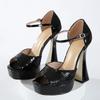 Design Style Sequin Cloth Women Sandals Sexy Thick High Heels Shoes Fashion Buckle Strap Banquet Party Pumps
