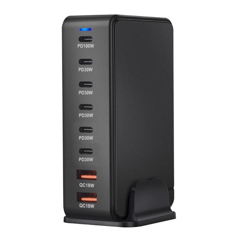 Многопортовая зарядная станция с выходной мощностью 286 Вт, 6 USB C и 2 USB-слота, настольный держатель-подставка для зарядки планшетов и телефонов