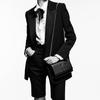 Saint Laurent Ysl Kate Серебряный Логотип Текстурированная тисненая кожаная Сумка на плечо с цепочкой Маленькая женская сумка на плечо Черная 469390-BOW0N-1000