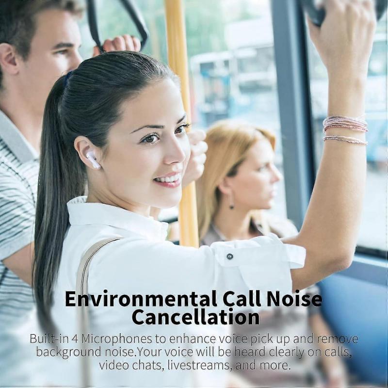 Беспроводные наушники, Bluetooth-наушники с шумоподавлением окружающей среды 4 микрофона для шумоподавления при звонках Мини-наушники, Bluetooth 5.3 Легкие Глубокие басы Он