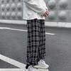 Мужские брюки в клетку Streetwear Широкие с эластичной талией Свободные Спортивные брюки для осени
