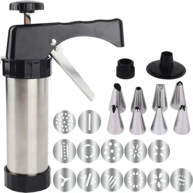 Stainless Steel Cookie Maker Press Kit Manual Churros Maker Machine Cookie Biscuit Press Kit or Making and Decorating Cookies