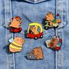 6 PCS Cartoon Capybara Brooches Cute Pendant New Capybara Lapel Pins