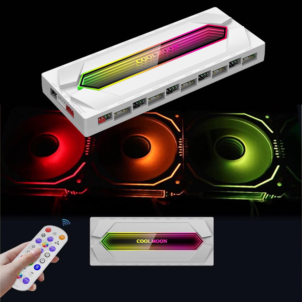 ARGB и PWM ХАБ Разветвитель для вентиляторов с пультом кабелем питания SATA Разветвитель ARGB PWM и ARGB ХАБ Разветвитель для RGB вентиляторов корпуса ПК