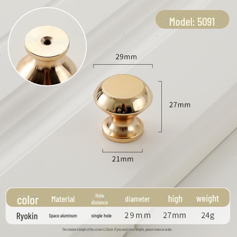 Золотая круглая ручка для ящика класса люкс с одним отверстием для современных простых шкафов