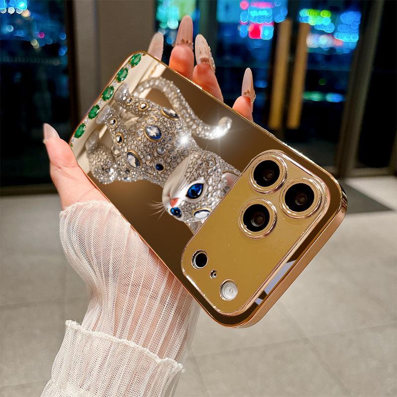 Алмазное сияние Арт Гальванизированный Золотой Чехол Для Телефона Для iPhone 17Air 17 16 15 14 13 12 11 Pro Max Plus 16E XR 7 8 Xs X Стеклянная Крышка