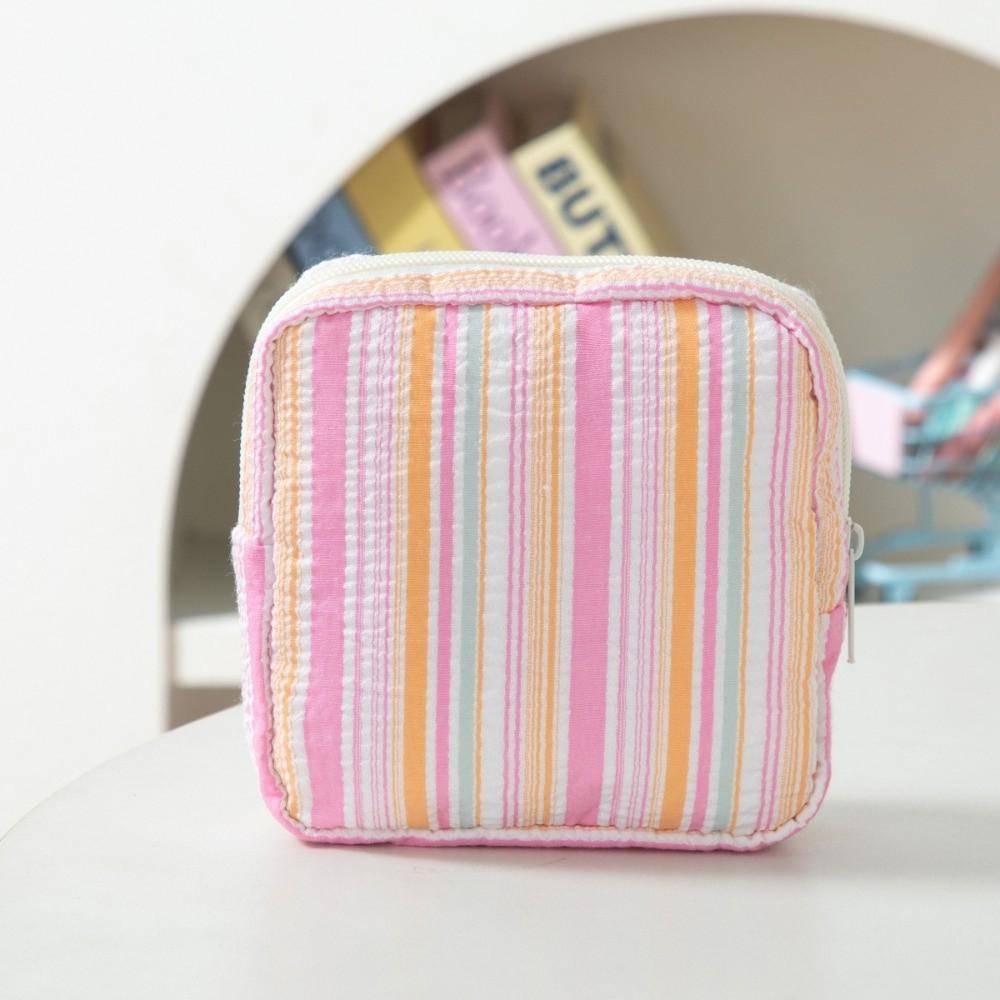 Lightweight Sanitary Napkin Storage Bag Striped Travel Coin Purse New Mini Zipper Organizer