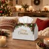 1pc Christmas Classic Winter Festive Tissue Box with Pine Branch Bauble Text Art- Napkin Storage Organizer for Kitchen,Car,Elegant Decorative Box,Purp