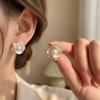 White Rose Camellia Elegant Style Camellia Pearl Earrings for Women 9 Silver needle, light luxury, high-end French style